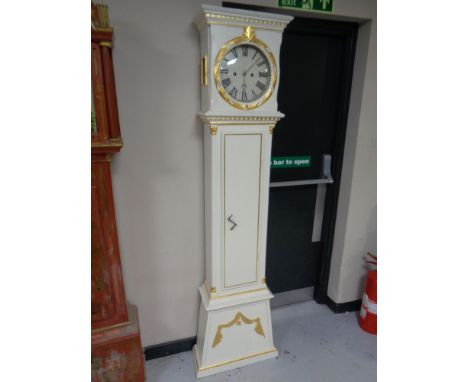 A continental painted longcase clock with circular dial 