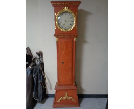 A continental painted longcase clock with circular dial 