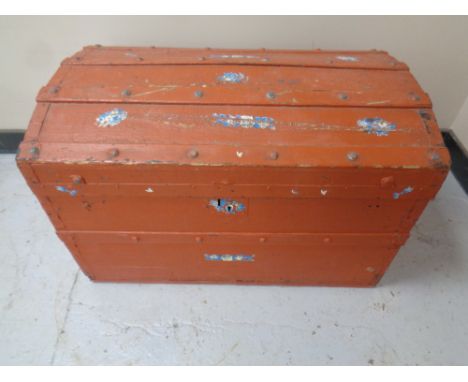 A painted antique wooden trunk (red)  