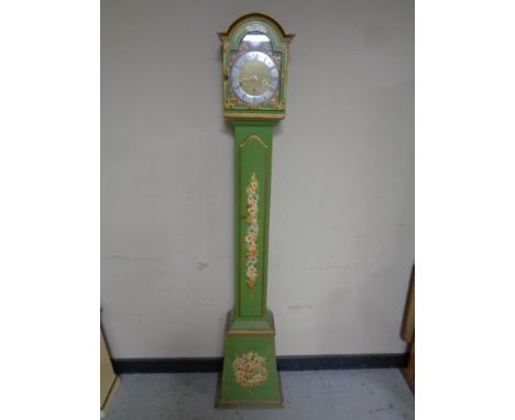 A Scandinavian Tempus Fugit painted narrow longcase clock 