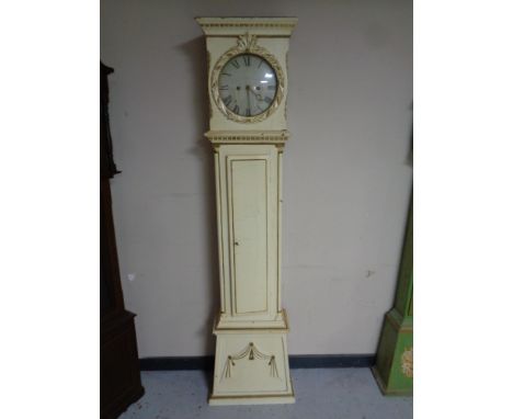 A continental painted longcase clock with circular dial 