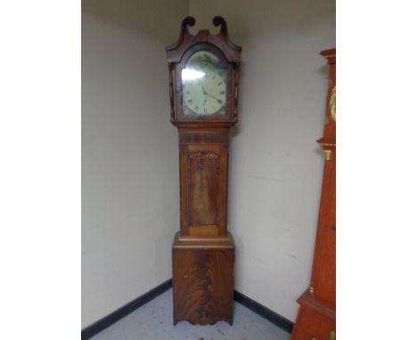 A 19th century inlaid mahogany longcase clock with painted dial, Whitby 