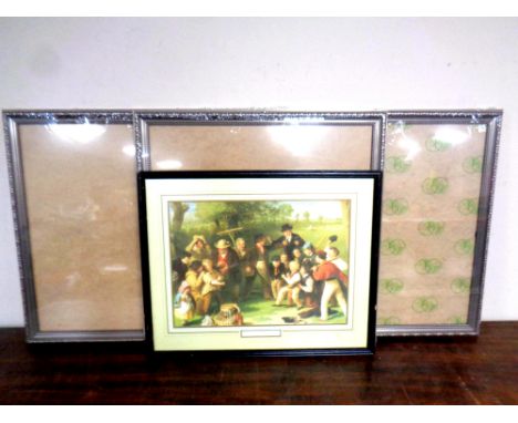 John Morgan's 'The fight' framed print with 3 new sealed silver coloured ornate style frames measuring 20x20 inches. 