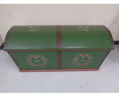 A 19th century hand painted oak shipping trunk 