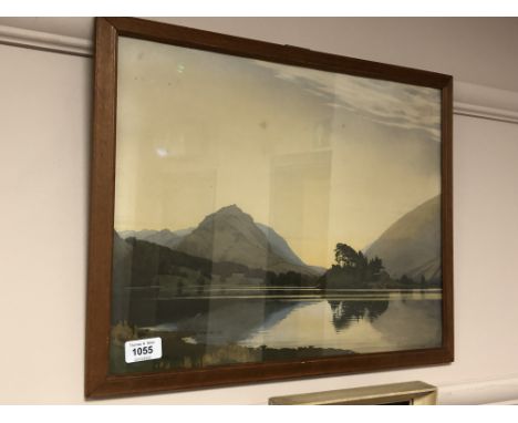 After W Heaton Cooper : Sunset at Grasmere, colour print, 44 x 34 cm  