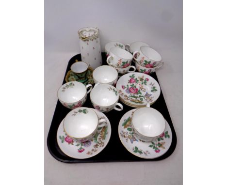 A tray containing seventeen pieces of Wedgwood Charnwood bone tea china together with a further R. Wylie pink rose patterned 