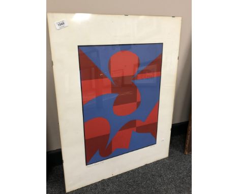 Continental school : Abstract colour print, limited edition signed in pencil, 54 x 69 cm 