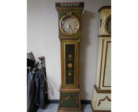 A continental painted longcase clock with circular dial 