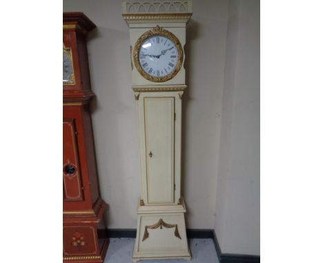 A continental painted longcase clock with circular dial 