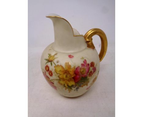 A Royal Worcester ivory hand painted gilded jug No. 1094, height 18 cm  
