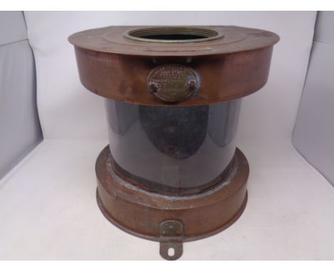 A ship's copper masthead light case 