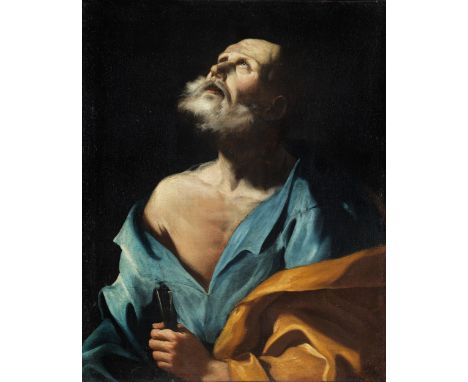 Giuseppe Antonio Petrini,1677 Carona – 1758BILDNIS DES HEILIGEN PETRUSÖl auf Leinwand.75,5 x 63 cm.Gerahmt.Beigegeben eine Ex