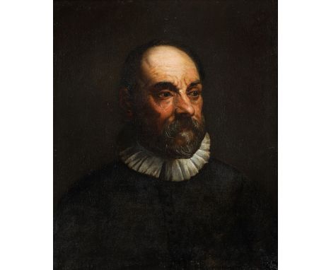 Bologneser Maler des 17. JahrhundertsHALBBILDNIS EINES HERRENÖl auf Leinwand.80 x 75 cm.Gerahmt.Vor unbestimmtem Grund blickt