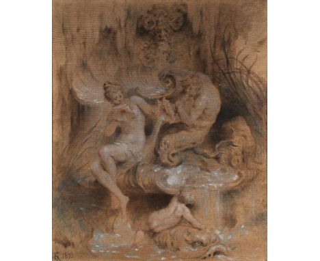 Ferdinand Keller,1842 Karlsruhe – 1922 Baden-BadenNAJADENÖl auf Leinwand.200 x 165 cm.Links unten monogrammiert und datiert „