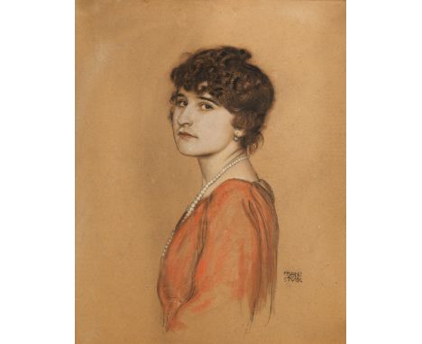 Franz von Stuck, 1863 Tettenweis – 1928 MünchenPORTRAIT EINER JUNGEN DAMEZeichnung, Pastell, Kreide auf bräunlichem Karton.62