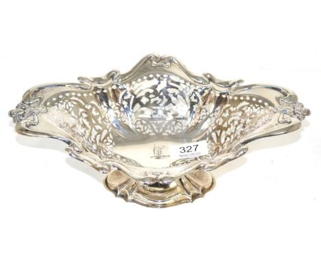 An Edwardian Art Nouveau pierced silver oval footed basket, Chester, 1905, 29cm wide