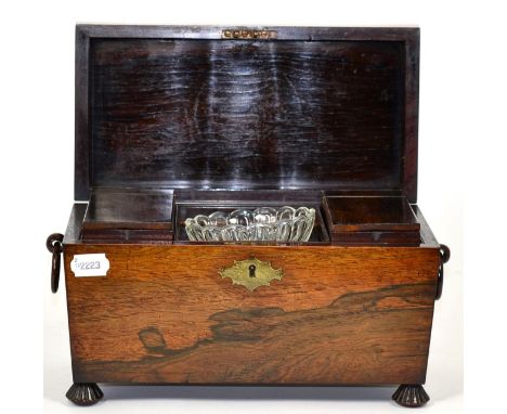 A Regency rosewood tea caddy