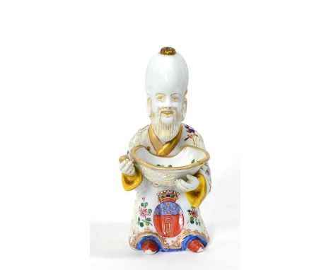 A Samson of Paris armorial figural joss stick holder in the Chinese manner 