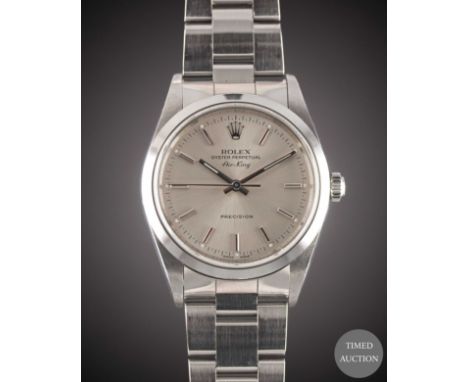 A GENTLEMAN'S STAINLESS STEEL ROLEX OYSTER PERPETUAL AIR KING PRECISION BRACELET WATCH
DATED 2002, REF. 14000M WITH ORIGINAL 