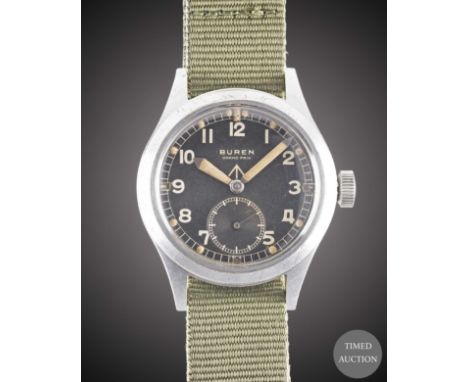 A GENTLEMAN'S BRITISH MILITARY BUREN GRAND PRIX W.W.W. WRIST WATCH
CIRCA 1945, PART OF THE "DIRTY DOZEN"
Movement:&nbsp;15J, 