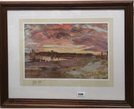 Sir David Murray RA (1849 - 1933) A limited edition framed print signed by the artist and dated 1929, Estuary sunset, frame 6