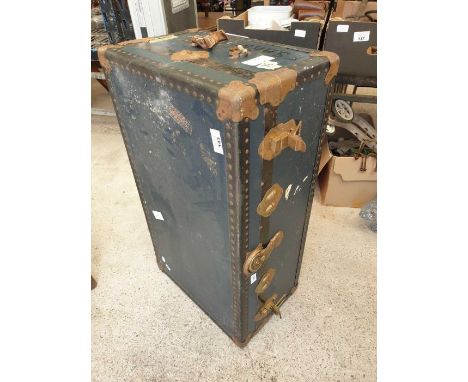 Metal travel trunk/case inscribed with the name E.S. ARMSTRONG