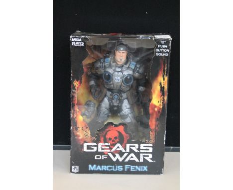 GEARS OF WAR FIGURINE - a NECA 12" Gears Of War GOW Marcus Fenix push button sound talking figurine in original box.