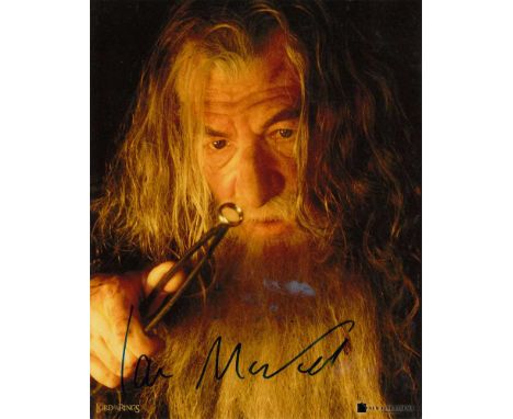 Sir Ian McKellen signed 10 x 8 colour photo. Brilliant photo of the legendary actor as Gandalf in Lord of the Rings.   Good c
