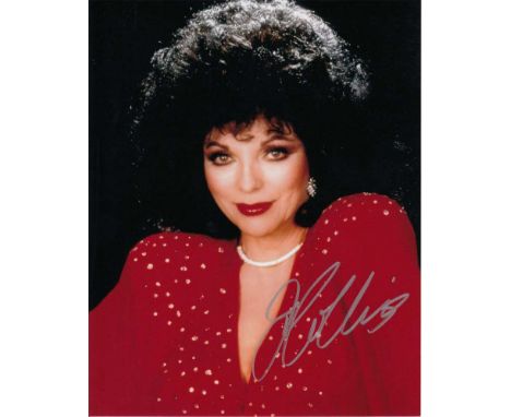 Joan Collins signed 10 x 8 colour photo. Nice 1980s era portrait photo of the actress.   Good condition.  All items come with