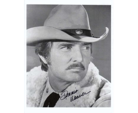 Dennis Weaver signed 10 x 8 black and white photo. Classic Western style portrait photo.   Good condition.  All items come wi