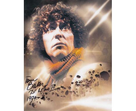Tom Baker signed 10 x 8 colour photo. Excellent portrait of the actor as Doctor Who.   Good condition.  All items come with a