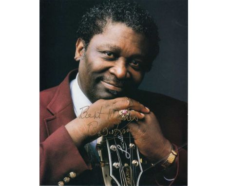 BB King signed 10 x 8 colour photo. Excellent colour portrait of the legendary blues singer.   Good condition.  All items com