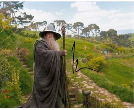 Sir Ian McKellen signed 10 x 8 colour photo. Brilliant photo of the legendary actor as Gandalf in Lord of the Rings.   Good c