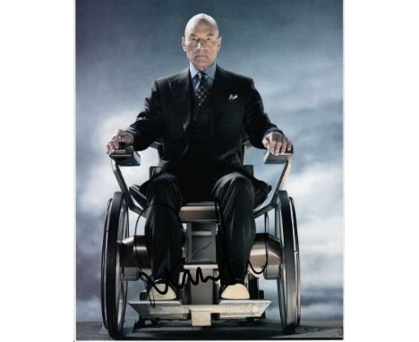 Patrick Stewart signed 10 x 8 colour photo. Fantastic portrait promo of him as Professor Charles Xavier in The X-Men.   Good 