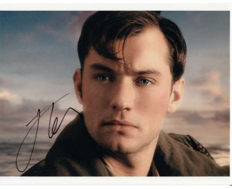 Jude Law signed 10 x 8 colour photo. Nice portrait of the British actor.  Good condition.  All items come with a Certificate 