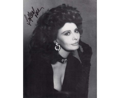 Sophia Loren signed 10 x 8 black and white photo. Stunning portrait photo signed by the actress and sex symbol.  Good conditi