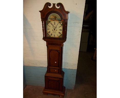 A GRANDFATHER CLOCK MARKED "S. W. BANKS, LEICESTER"