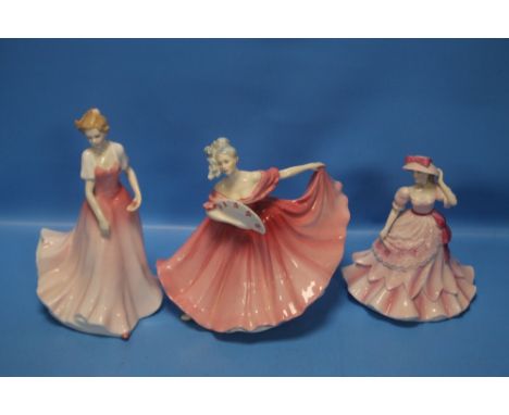 TWO ROYAL DOULTON FIGURINES 'JULIE' AND 'ELAINE' TOGETHER WITH A ROYAL WORCESTER FIGURINE 'JENNIFER' (3) Condition Report:  A