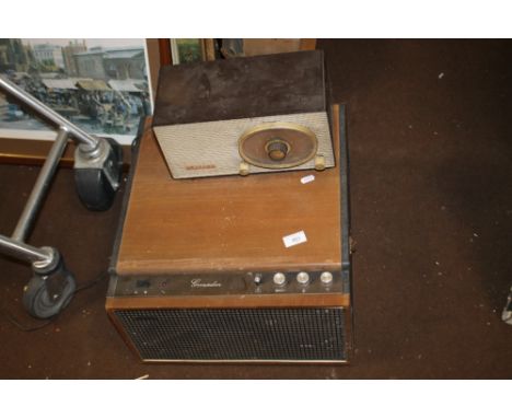 A GRENADIER RECORD PLAYER AND VINTAGE PHILLIPS RADIO