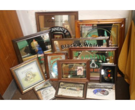 A QUANTITY OF ADVERTISING MIRRORS TO INCLUDE SOUTHERN COMFORT, COCA COLA, BLACK &amp; WHITE SCOTCH WHISKY ETC.