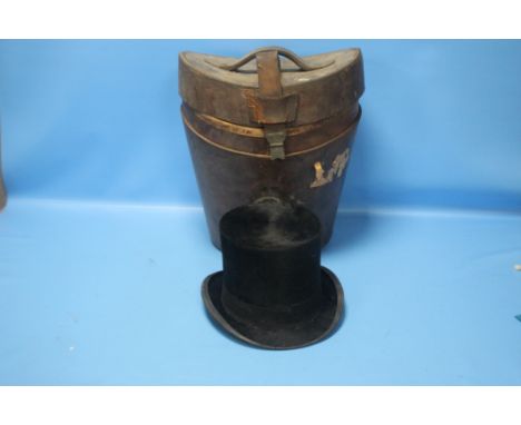 A LEWIS'S LIMITED TOP HAT IN VINTAGE LEATHER CASE