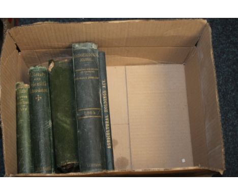 A SMALL COLLECTION OF ANTIQUARIAN BOOKS A/F TO INCLUDE "THE AGRICULTURAL HOLDINGS ACT" 1883 2ND ED., "ARCHAEOLOGICAL JOURNAL"