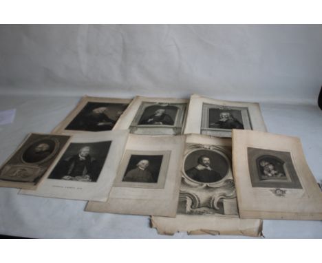 EIGHT PORTRAIT ENGRAVINGS to include three by J Houbraken - "Joannes van Schelle" after J. Regters, "Hermannus Venema" after 