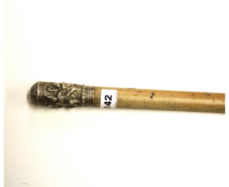 A Siamese hammered white metal handled walking stick engraved 'W.B.Barlow Forest House, Bacup.'