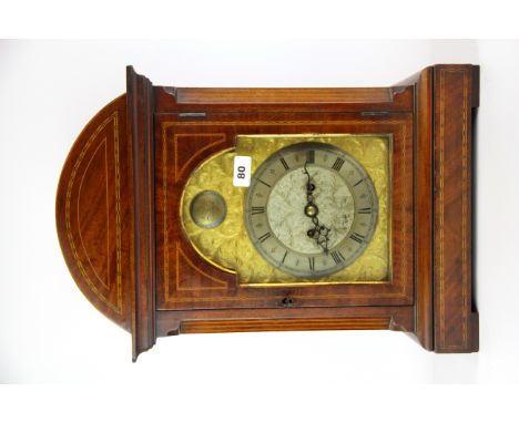 A 19th Century inlaid mahogany and silvered brass dial bracket clock, H. 53cm.