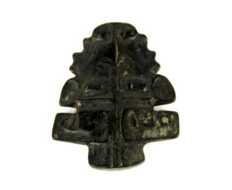 A 19th Century Japanese carved black hardstone/jade nestuke of a bull's head, H. 7cm.