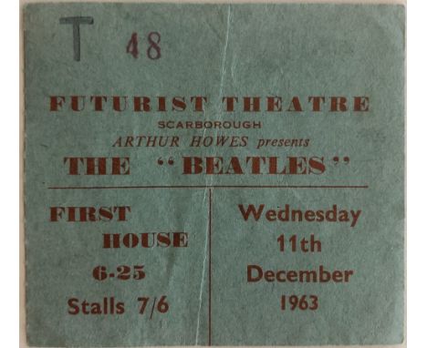 BEATLES SCARBOROUGH 1963 TICKET. From the Futurist Theatre for their performance on the 11th December 1963. In very good cond