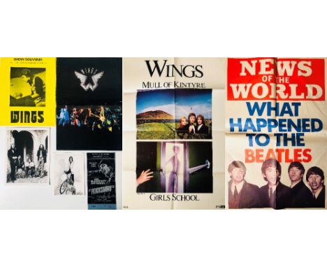 BEATLES NEWS OF THE WORLD POSTER, PHOTOGRAPHS, PREMIERE INVITE. Collection of Beatles and solo memorabilia to include: folded