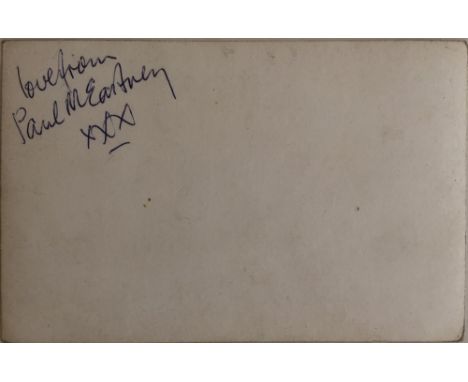 BEATLES EARLY PROMOTIONAL POSTCARD SIGNED ON REVERSE BY PAUL MCCARTNEY. Very early promo postcard from 1962 featuring The Bea