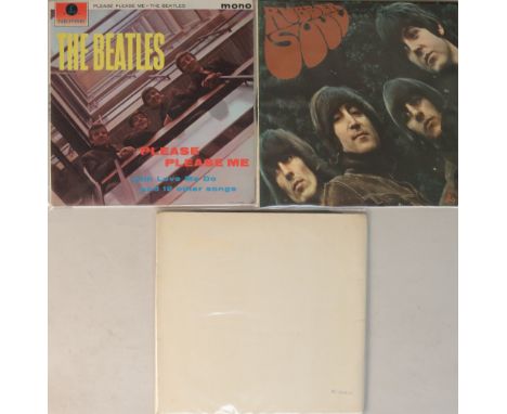 PLEASE PLEASE ME/RUBBER SOUL/WHITE ALBUM - UK LPs. Ace set of early UK pressing LPs. Titles are Please Please Me (mono 4th PM